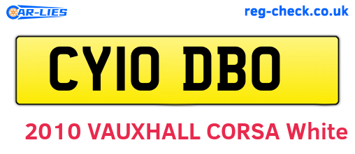 CY10DBO are the vehicle registration plates.
