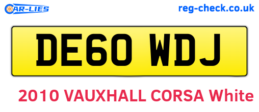 DE60WDJ are the vehicle registration plates.