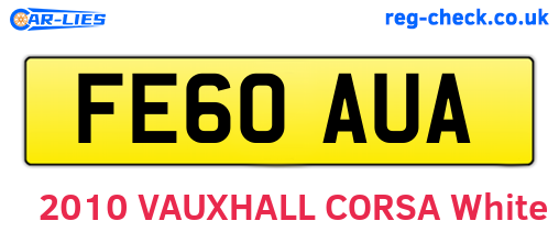 FE60AUA are the vehicle registration plates.