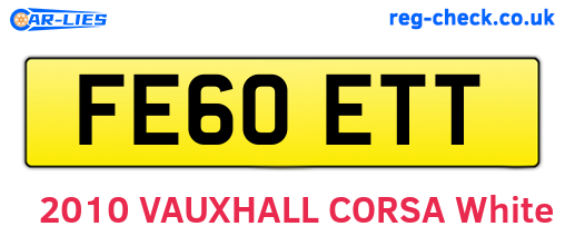 FE60ETT are the vehicle registration plates.