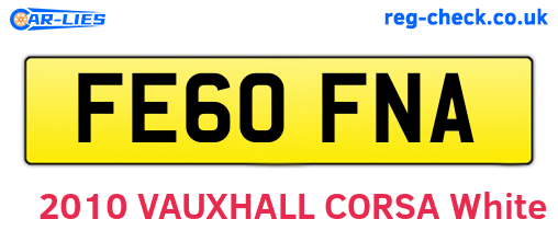FE60FNA are the vehicle registration plates.