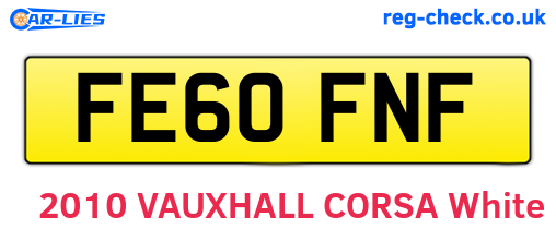 FE60FNF are the vehicle registration plates.