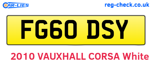 FG60DSY are the vehicle registration plates.