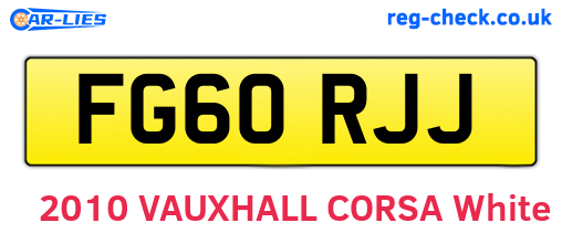 FG60RJJ are the vehicle registration plates.