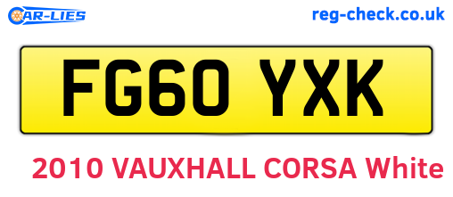 FG60YXK are the vehicle registration plates.