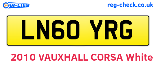LN60YRG are the vehicle registration plates.
