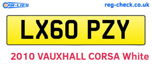 LX60PZY are the vehicle registration plates.