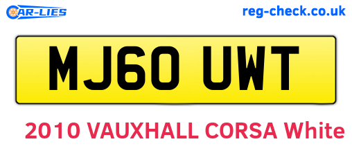 MJ60UWT are the vehicle registration plates.