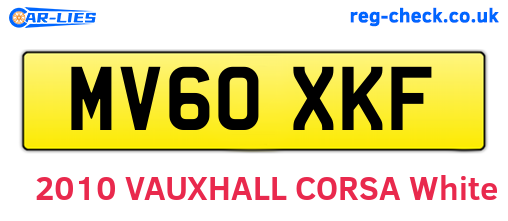 MV60XKF are the vehicle registration plates.