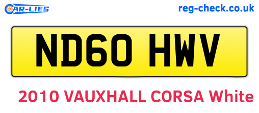 ND60HWV are the vehicle registration plates.