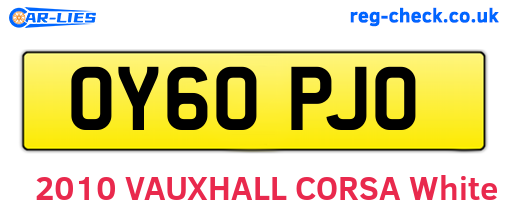 OY60PJO are the vehicle registration plates.