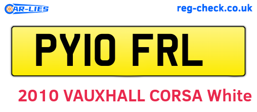 PY10FRL are the vehicle registration plates.