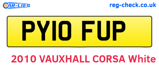 PY10FUP are the vehicle registration plates.
