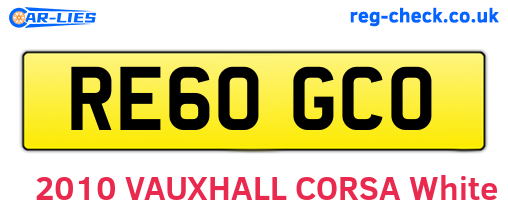 RE60GCO are the vehicle registration plates.