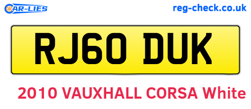 RJ60DUK are the vehicle registration plates.