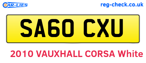 SA60CXU are the vehicle registration plates.