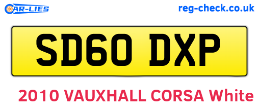 SD60DXP are the vehicle registration plates.