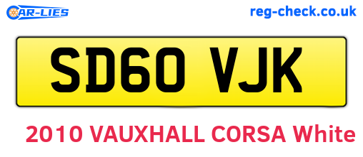 SD60VJK are the vehicle registration plates.
