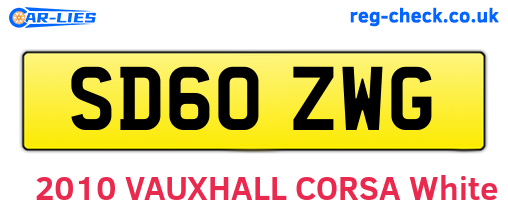 SD60ZWG are the vehicle registration plates.