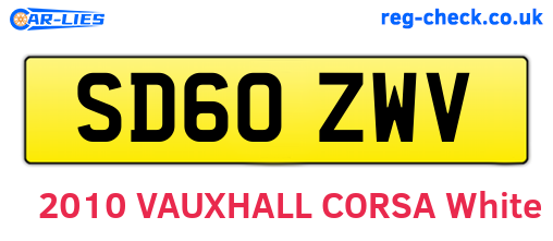 SD60ZWV are the vehicle registration plates.