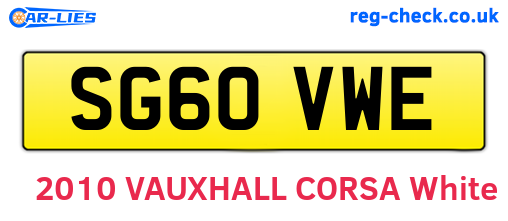 SG60VWE are the vehicle registration plates.