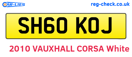 SH60KOJ are the vehicle registration plates.