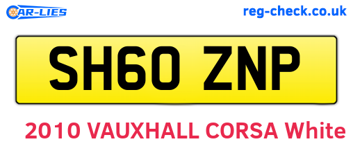 SH60ZNP are the vehicle registration plates.