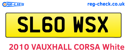 SL60WSX are the vehicle registration plates.