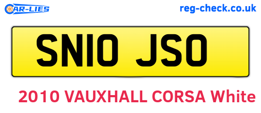 SN10JSO are the vehicle registration plates.