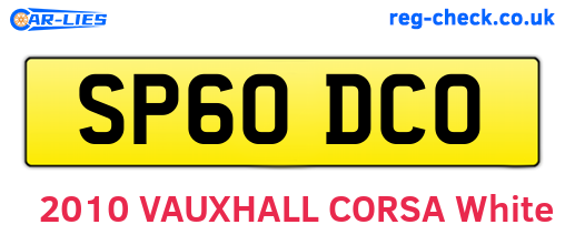 SP60DCO are the vehicle registration plates.