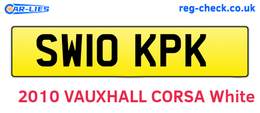 SW10KPK are the vehicle registration plates.