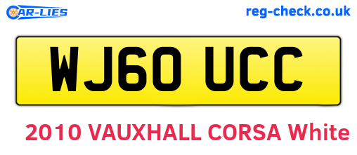 WJ60UCC are the vehicle registration plates.