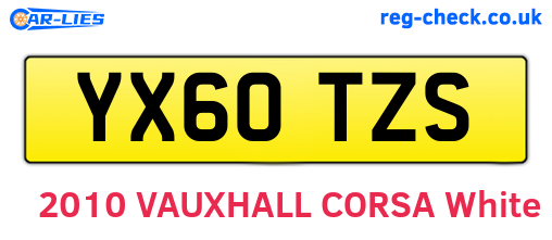 YX60TZS are the vehicle registration plates.