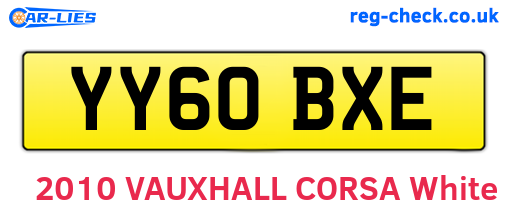YY60BXE are the vehicle registration plates.