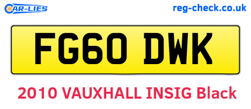 FG60DWK are the vehicle registration plates.