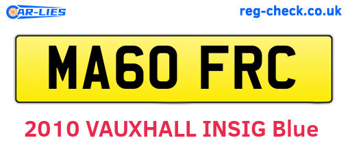 MA60FRC are the vehicle registration plates.
