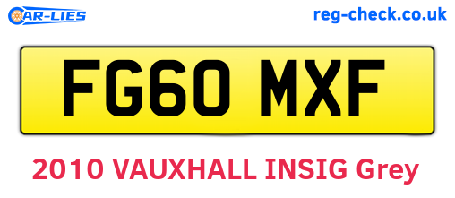 FG60MXF are the vehicle registration plates.