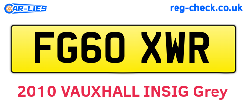 FG60XWR are the vehicle registration plates.