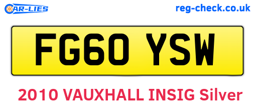 FG60YSW are the vehicle registration plates.