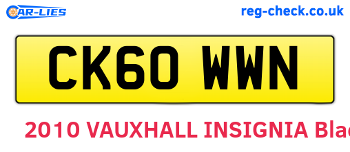 CK60WWN are the vehicle registration plates.