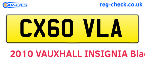 CX60VLA are the vehicle registration plates.