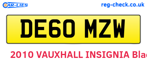 DE60MZW are the vehicle registration plates.