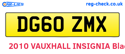 DG60ZMX are the vehicle registration plates.