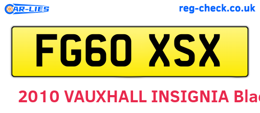 FG60XSX are the vehicle registration plates.