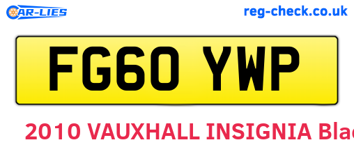 FG60YWP are the vehicle registration plates.