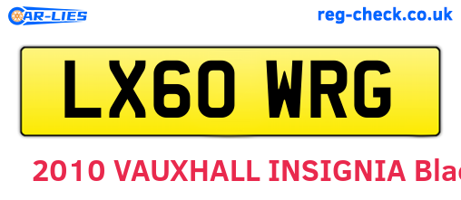 LX60WRG are the vehicle registration plates.