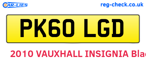 PK60LGD are the vehicle registration plates.