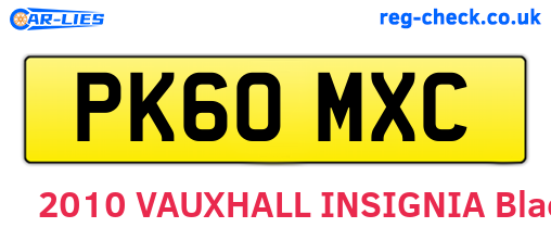 PK60MXC are the vehicle registration plates.