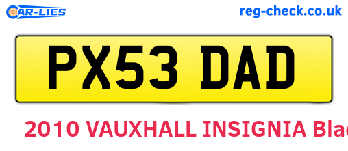 PX53DAD are the vehicle registration plates.