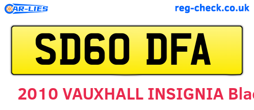 SD60DFA are the vehicle registration plates.